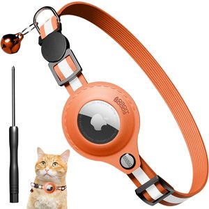 AdroitGoods Airtag Katze/Hund Halsband - Orange - Gps Tracker Haustier - Geeignet für Apple AirTag