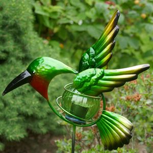 Gartenstecker aus Metall mit Solar-LED-Beleuchtung "Kolibri"