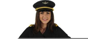 T0981-0100-S schwarz-gold Damen Pilotin Piloten-Flieger Kleid Gr.S