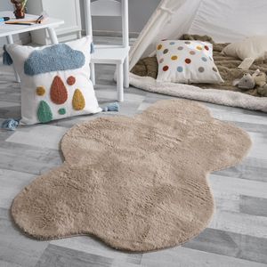 TT Home Wohnzimmer Teppich Unifarben Flauschig Modern Kunstfell Kurzflor Größe 80x120 cm Wolke
