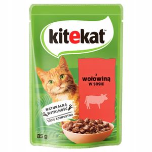 KITEKAT Portionsbeutel mit Rind in Sauce Nassfutter für Katzen 56x85g