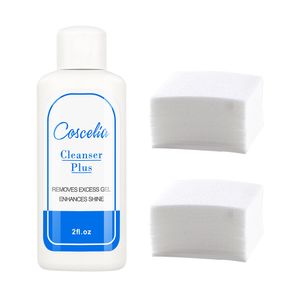 COSCELIA 60ML Cleanser Plus Gel Nagellack Reiniger für Maniküre und Pediküre Nagellackentferner Flüssigkeit mit 100pc Lint-Free Wipes