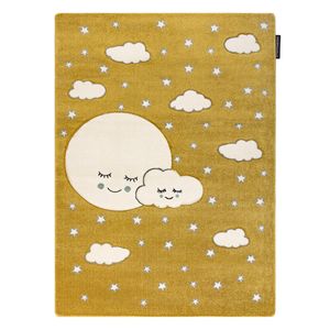 Kinderteppich PETIT MOON Sterne, Wolken gold Gelb 120x170 cm