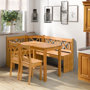 Selsey Eckbankgruppe BELIZZI - Essgruppe aus Erlenholz mit Eckbank, Tisch und 2 Stühlen, für Küche