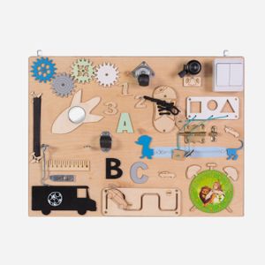3ToysM Montessori dřevěná tabulka - velká, activity board -  modra