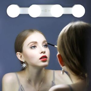 LED kozmetické zrkadlové svetlo, 4 lampy na make-up, stmievateľná lampa na make-up, prenosná, bezdrôtová dobíjacia lampa na make-up, hollywoodske osvetlenie kúpeľne