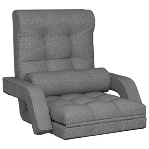 vidaXL Podlahová stolička skladacia s funkciou spánku Svetlo šedá látka