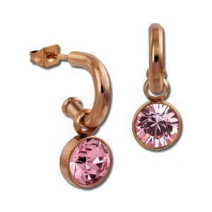 Amello Ohrringe Edelstahl Ohrhänger rosa glitzernde Zirkonias rosegold D2ESOS51A