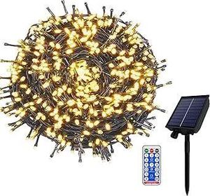 YUENFONG Solar String Lights Outdoor, 100M 1000 LED Solar String Lights Waterproof Warm White 8 Modes Lights with Remote Control for Garden Party Decoration (100m)