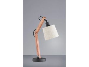 Skandi LED Tischlampe Stoffschirm skandinavisch Landhaus Holz Nachttischlampen