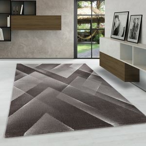 Modern Designer Kurzflor Teppich Wohnzimmer Kariert Muster Pflegeleicht,Farbe:Rosa ,Größe:240 x 340 cm