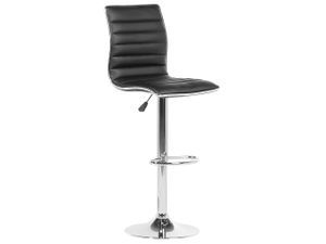 BELIANI Sada 2 barových židlí černé sedadlo z umělé kůže Stříbrný rám Výška pultu Otočná nastavitelná výška