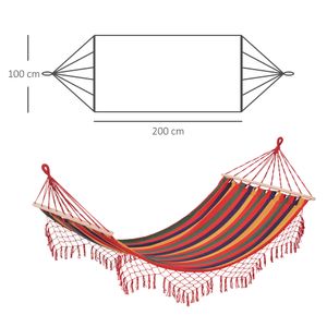 Outsunny Stabhängematte Hängematte wetterfest UV-beständig 2 x 1 m bis 120 kg Baumwoll-Polyester-Mischung Bunt