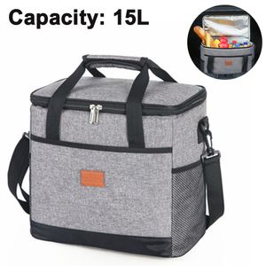 1 Stück Lunch Bag 15L / 25L Isolierte Lunchbox Soft Cooler Kühltasche für Erwachsene Männer Frauen,15L,Grau