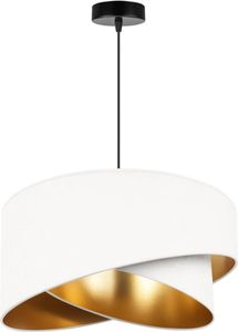 Milan Lampenschirm Hängelampe Hängeleuchte - Deckenlampe Industrial - Pendelleuchte aus Metall mit Lampenschirm aus Velours - Weiß und Gold