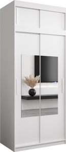 Kleiderschrank, Schiebetürenschrank Schlafzimmer, Schrank mit Spiegel TORINO 100 mit Aufsatz, Höhe 240 cm