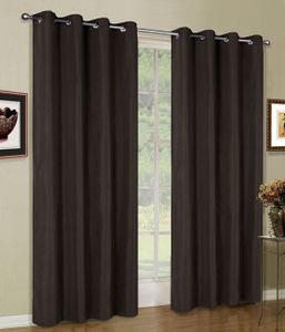 Mikrofaser Vorhang blickdichte matte unifarbene Gardine, Braun Ösen, 245x140 Schal. Material aus Microsatin-Gewebe. 204000
