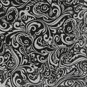 Tissue Serviette Lias in Schwarz-Silber, 40 x 40 cm, 100 Stück - Mank