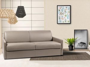 Schlafsofa 4-Sitzer - Liegefläche: 160 cm - Matratzenhöhe: 18 cm - Kunstleder - Taupe - CALIFE