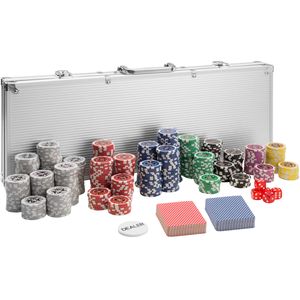 Pokerová sada včetně hliníkového kufříku - stříbrná, 500 kusů