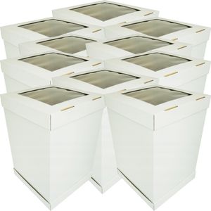 Tortenbox x10 30x30x45 cm mit Sichtfenster – stabile Kuchenkartons für Hochzeitstorten, lebensmittelecht, Tortenschachtel Verpackung für mehrstöckige Tortenbox x10 30x30x45 cm mit Sichtfenster – stabile Kuchenkartons für Hochzeitstorten, lebensmittelecht, Tortenschachtel Verpackung für mehrstöckige