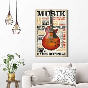 Wandbild Deco Panel Musik ist Leidenschaft Text - Gitarre - Musik