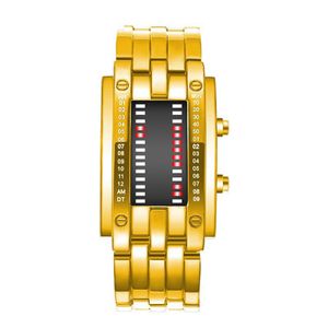 Binäre Uhr 30 Meter wasserdichte LED -Bildschirm Einstellbar binär bequem zu tragen modischen Studenten Elektronische Uhr täglich Kleidung-Golden 1