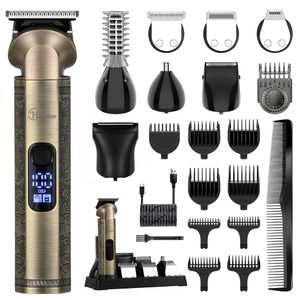 Hatteker Haarschneider Bartschneider T-Klinge Trimmer Body Grooming Kit Wasserdichter Haarrasierer für Männer mit Ultra Sharp Klinge 8-in-1