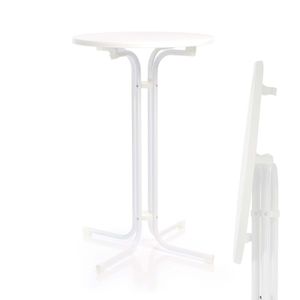 Toboli klappbarer Bistrotisch in Weiß Ø70cm runder Stehtisch Indoor/Outdoor Klapptisch 110cm hoch