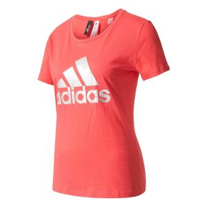 adidas Damen Fitness Sport T-Shirt FOIL LOGO rot, Größe:S