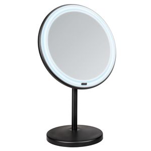 WENKO Kosmetikspiegel Standspiegel 5fach Vergrößerung LED Spiegel ONNO Schwarz