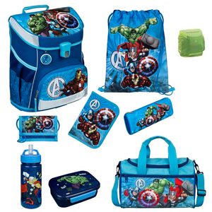 Avengers Schulranzen Set 9tlg Scooli Campus Fit Ranzen 1. Klasse mit Federmappe und Sporttasche blau