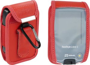 Ledertasche m. Gürtelclip Freestyle Libre 3 rot