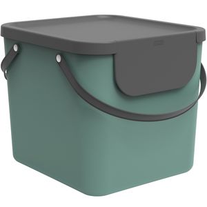 Rotho Mülltrennsystem 40L Albula - Mülleimer 40,0 x 35,8 x 34,0 cm - Abfalleimer Kunststoff mit Griffen - Müllbehälter mit Deckel und Aufklebern