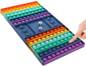 VOKARALA XXL Pop Game Zappelspielzeug, Regenbogen Schachbrett Push Bubble Popper Zappeln Sinnesspielzeug für Eltern-Kind-Zeit, Jumbo Stress Relief Figetget Spielzeug zum Spielen mit Freunden (Blue)