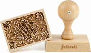 Folkroll Keksstempel Blumen Mandala, 70x50 mm, Cookiestempel, Backstempel, Keks, Stempel, Motiv, Buchenholz, 334676