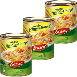 Erasco Weiße Bohnen Eintopf mit feiner Salami und Gemüse 800g 3er Pack