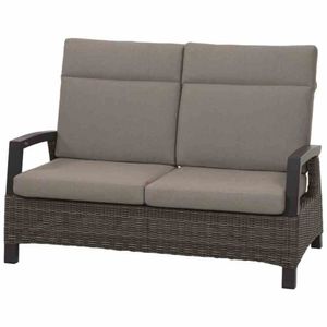 Siena Garden 2-Sitzer Sofa CORIDO, Aluminium Anthrazit / Polyrattan Charcoal Grey / Kissen 100 % Polypropylen Taupe meliert