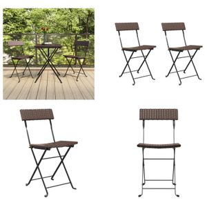 vidaXL Bistrostühle 2 Stk. Klappbar Braun Poly Rattan und Stahl - Klappbarer Bistrostuhl - Klappbare Bistrostühle - Gartenmöbel - Outdoor Möbel