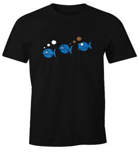 Herren T-Shirt Fische lustig Fischfurz Fun-Shirt furzen Witz Scherz Meme Moonworks® schwarz XL