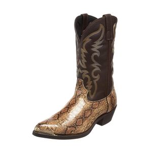 Damen Herren Western Stiefel Vintage Mid Calf Stiefel Mode Spitzer Zeh Cowboy Schuharbeit Gold,Größe:EU 47