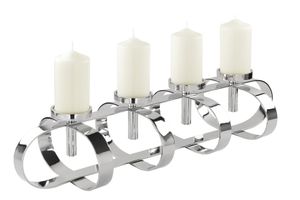 Fink Leuchter GORDEN - Aluminium vernickelt für 4 Kerzen lang L 85 cm