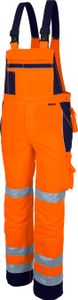Qualitex Arbeitshose - reflektierende PROfessionals Warnschutz-Latzhose (faserverstätkt) - in Farbe: warnorange/marine - Herren: 50 - Damen: 44