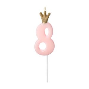 Kuchenkerze - Zahl mit Krone rosa / hellblau -verschiedene Zahlen- PartyDeco Farben allgemein: Rose, Zahlen & Buchstaben : Zahl 8