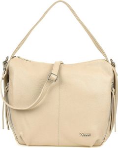 Conta Handtasche aus italienischem Glattleder, mehreren Fächern, abnehmbarem Schulterriemen, verstärktem Boden silbernen Beschlägen – Beige Conta Handtasche aus italienischem Glattleder, mehreren Fächern, abnehmbarem Schulterriemen, verstärktem Boden silbernen Beschlägen – Beige