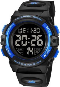 Digital Uhren für Kinder Jungen - 50 M Wasserdicht Sports Outdoor Digitaluhr Kinder Silikon Armbanduhr mit Wecker/Stoppuhr/LED-Licht/Stoßfest/Datum