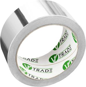 V1 Trade Hliníková páska odolná voči teplu 48 mm x 25 m - 1 rolka Vodotesná hliníková páska na opravu kovových povrchov - kovová páska odolná voči UV žiareniu - silná samolepiaca hliníková páska