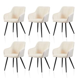 CLIPOP Esszimmerstühle 6er Set aus Samt, Design Stühle für Lounge Wohnzimmer Esszimmer, beige
