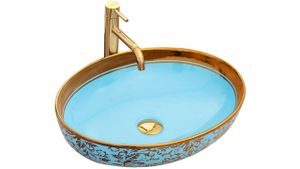 Rea Aufsatzwaschbecken Margot gold/light blue