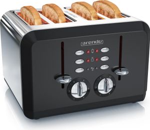 Arendo - Automatik Toaster 4 Scheiben in Edelstahl - bis zu vier Sandwich und Toast-Scheiben - Bräunungsgrad 1-6 - Aufwärm- und Auftaufunktion - Krümelschublade - 1630 Watt - GS